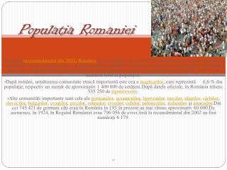 Populatia Romaniei