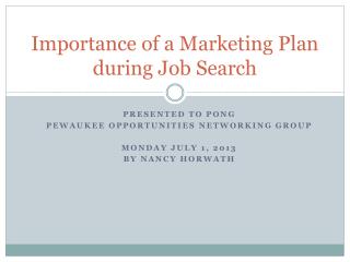 Importance of a Marketing Plan during Job Search