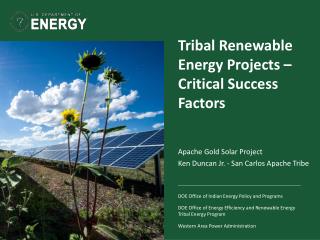 Tribal Renewable Energy Projects – Critical Success Factors