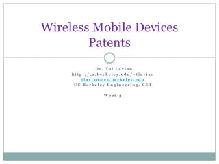 Wireless Mobile Devices Patents