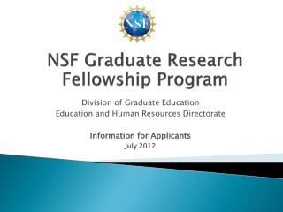 NSF Graduate Research Fellowship Program