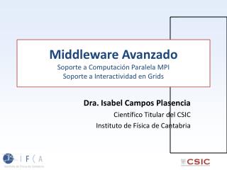 Middleware Avanzado Soporte a Computación Paralela MPI Soporte a Interactividad en Grids