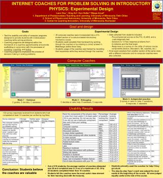 INTERNET COACHES FOR PROBLEM SOLVING IN INTRODUCTORY PHYSICS: Experimental Design