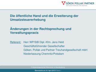 Die öffentliche Hand und die Erweiterung der 	Umsatzsteuererhebung