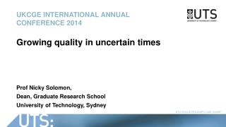 UKCGE International annual conference 2014