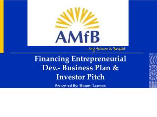 Financing Entrepreneurial Dev.- Business Plan &amp; Investor Pitch Presented By: ‘Bunmi Lawson