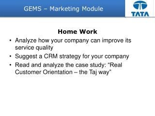 GEMS – Marketing Module