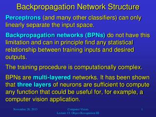 Backpropagation Network Structure