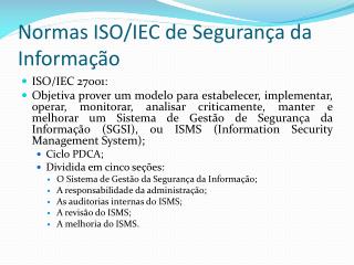 Normas ISO/IEC de Segurança da Informação