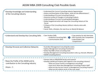 AGSM MBA 2009 Consulting Club Possible Goals