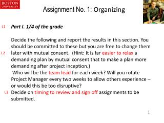 Assignment No. 1: Organizing