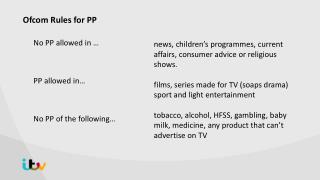 Ofcom Rules for PP