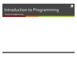 Introduction to Programming