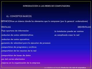 INTRODUCCION A LAS REDES DE COMPUTADORA