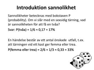 Introduktion sannolikhet