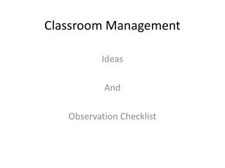 Classroom Management