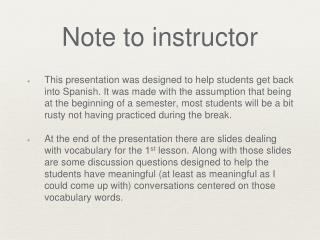 Note to instructor