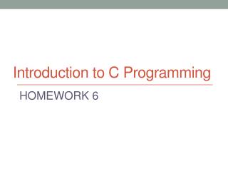 Introduction to C Programming