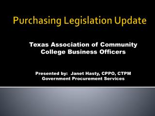 Purchasing Legislation Update