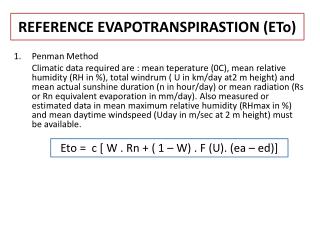 REFERENCE EVAPOTRANSPIRASTION ( ETo )