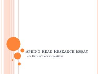 Spring Read Research Essay