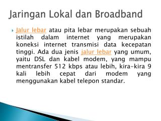 Jaringan Lokal dan Broadband