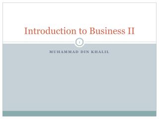 Introduction to Business II