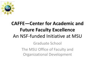 CAFFE—Center for Academic and Future Faculty Excellence An NSF-funded Initiative at MSU