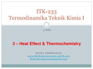 ITK-233 Termodinamika Teknik Kimia I