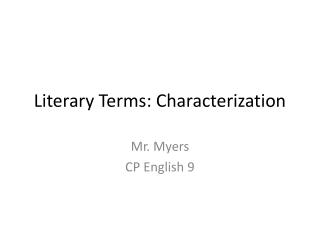 Literary Terms: Characterization