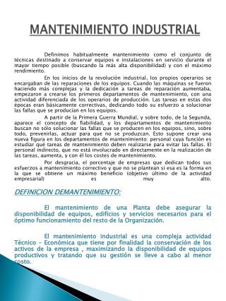MANTENIMIENTO INDUSTRIAL