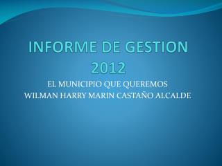 INFORME DE GESTION 2012