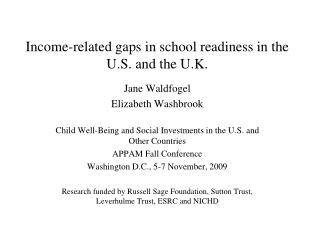 Income-related gaps in school readiness in the U.S. and the U.K.