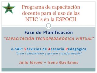 Programa de capacitación docente para el uso de las NTIC´s en la ESPOCH