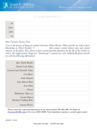 Insurance Policy Review For Mr. and Mrs. Client Prepared: Date