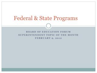Federal &amp; State Programs