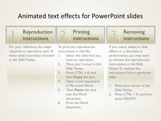 To print the reproduction instructions in this file: Select the slide that you want to reproduce.