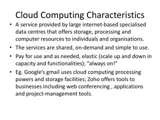 Cloud Computing Characteristics