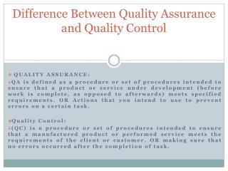 Difference Between Quality Assurance and Quality Control