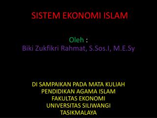 SISTEM EKONOMI ISLAM