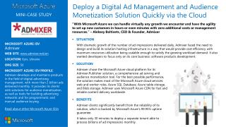 MICROSOFT AZURE ISV : Admixer WEB SITE : admixer/en LOCATION : Kyiv, Ukraine