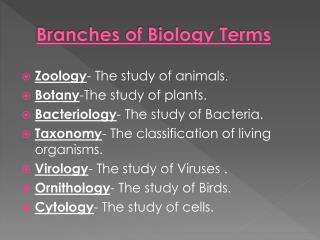 Branches of Biology Terms