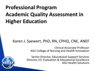 Professional Program Academic Quality Assessment in Higher Education