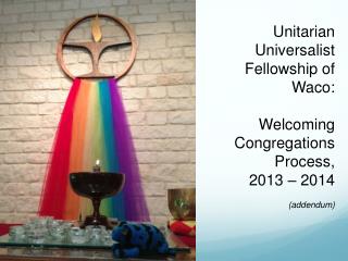 Unitarian Universalist Fellowship of Waco: Welcoming Congregations Process, 2013 – 2014 (addendum)