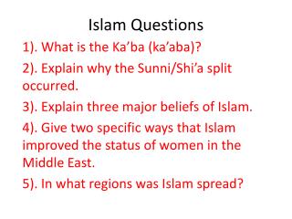 Islam Questions