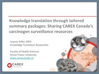 Joanne Telfer, MPH Knowledge Translation Researcher