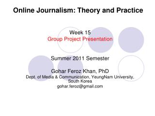 Online Journalism: Theory and Practice