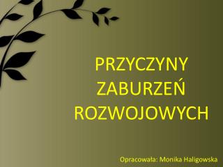 PRZYCZYNY ZABURZEŃ ROZWOJOWYCH Opracowała: Monika Haligowska