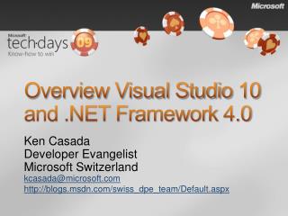 Overview Visual Studio 10 and .NET Framework 4.0