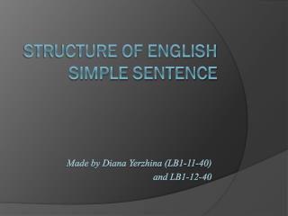 Structure of English simple sentence